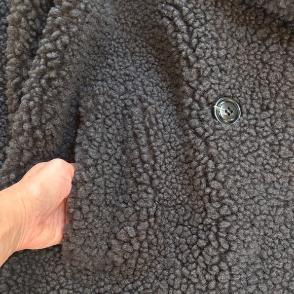 UGG Gertrude Short Teddy Sherpa Oversized Coat Charcoal Ink Women's Large XL - Picture 7 of 16